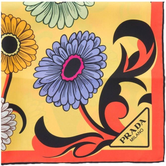 Prada Foulard met bloemenprint Geel