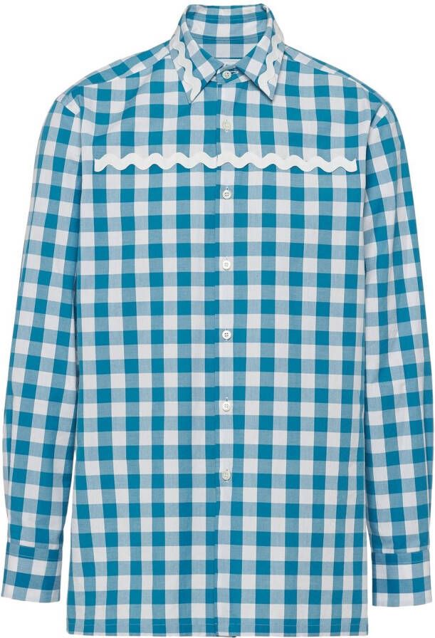 Prada Geruit overhemd Wit