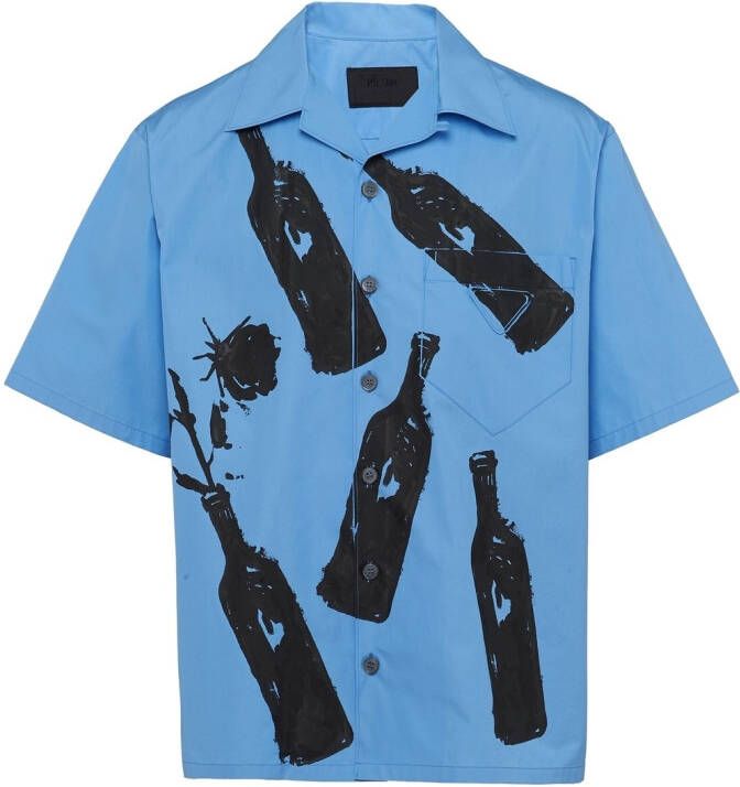 Prada Bowlingshirt met geometrische print Blauw