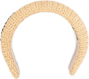Prada Haarband met geborduurd logo Beige