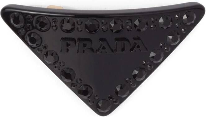 Prada Haarspeld met logo Zwart