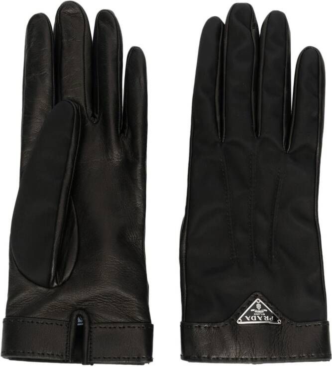 Prada Handschoenen met logo Zwart