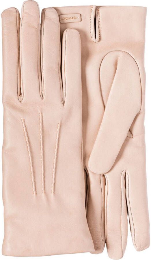 Prada Handschoenen met logoplakkaat Roze