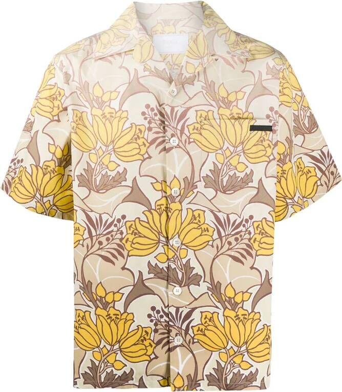 Prada Overhemd met bloemenprint Geel