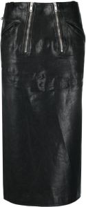 Prada high-waisted leather pencil skirt Zwart