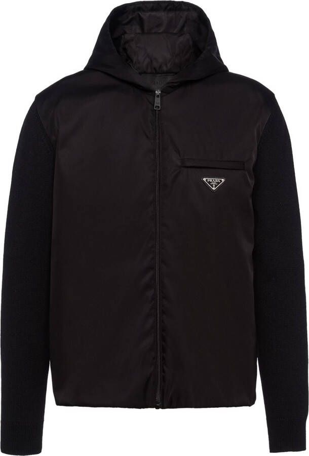 Prada Re-Nylon gabardine hoodie Zwart