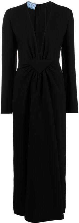 Prada Maxi-jurk met V-hals Zwart