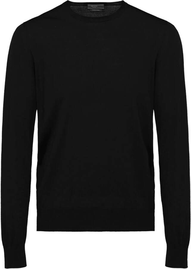 Prada knitted crew neck sweater Zwart
