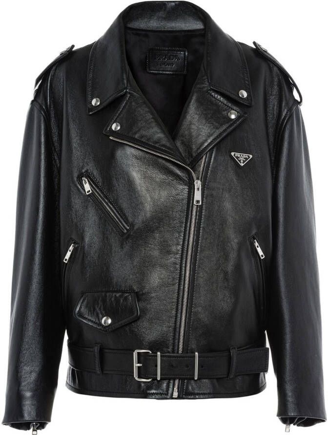 Prada Leren jack Zwart