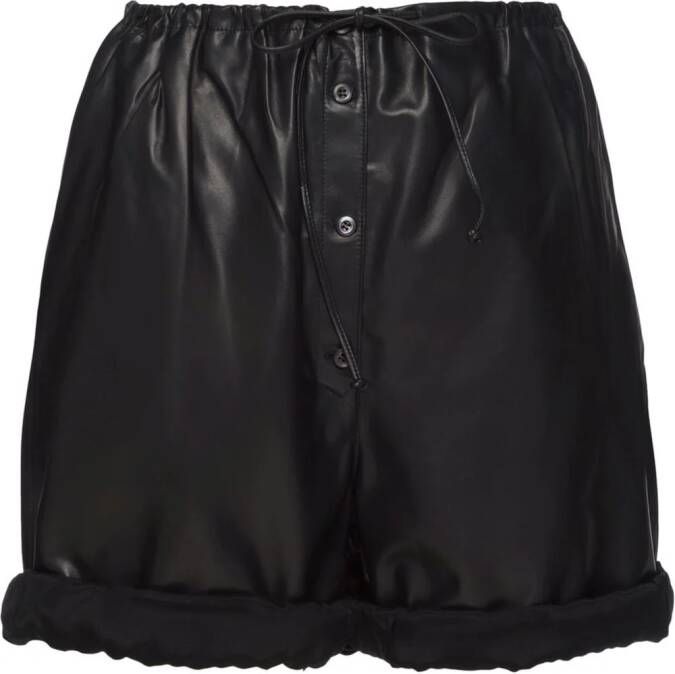 Prada Leren shorts Zwart