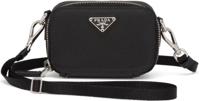 Prada Leren hoesje met logo Zwart