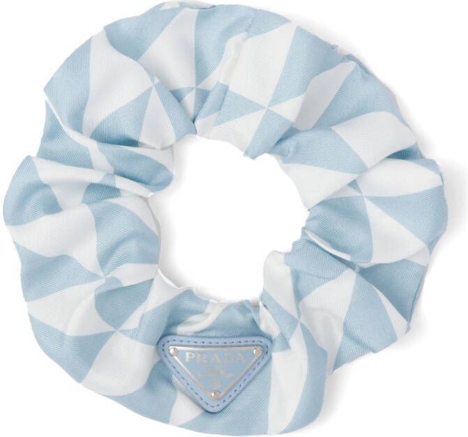 Prada Twill scrunchie met logo Blauw