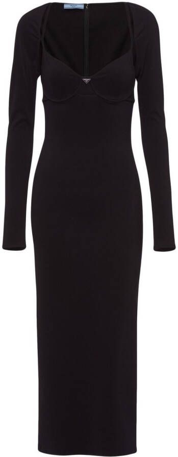 Prada Jersey midi-jurk Zwart