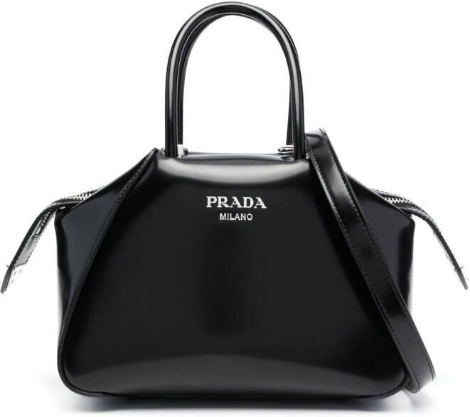 Prada Shopper met logoplakkaat Zwart