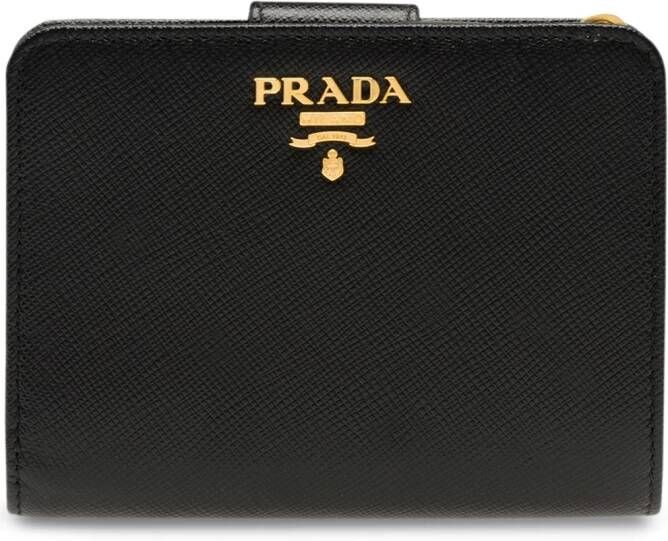 Prada logo portemonnee met ritssluiting Zwart