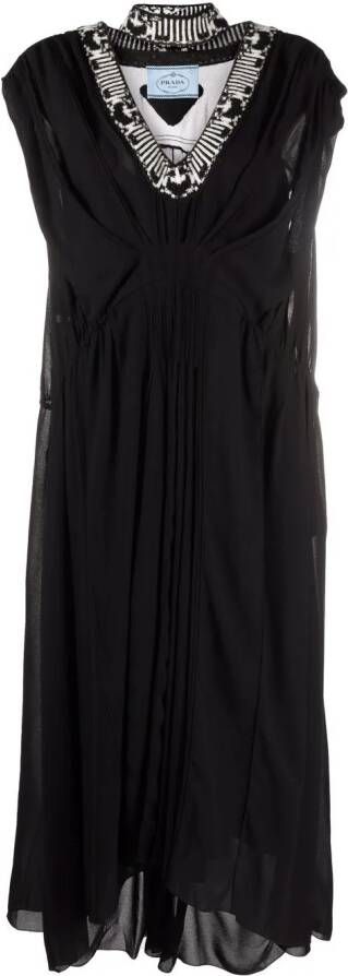 Prada Maxi-jurk met gedrapeerd-effect Zwart