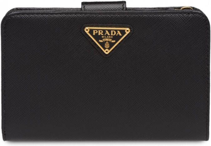 Prada Medium portemonnee met logo dames leer Eén Zwart