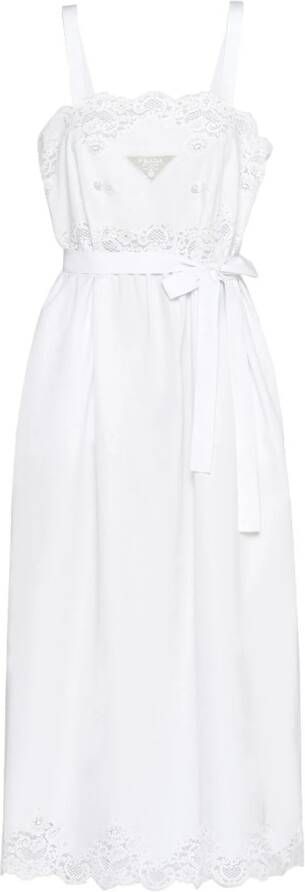 Prada Midi-jurk met kant Wit