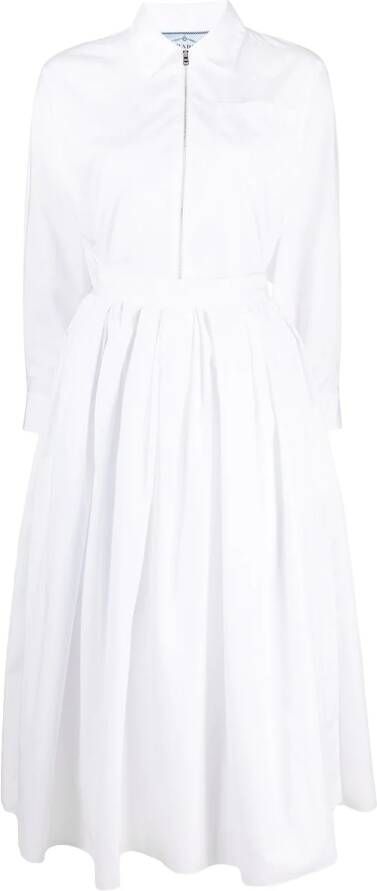 Prada Midi-jurk met rits Wit