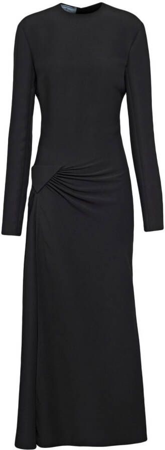 Prada Midi-jurk met ruches Zwart