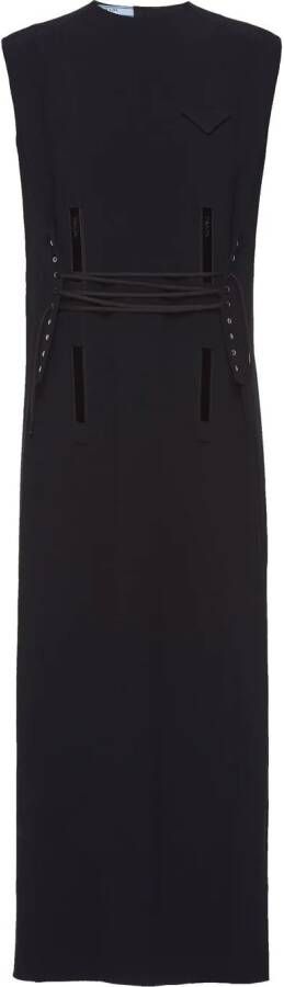 Prada Midi-jurk met veters Zwart