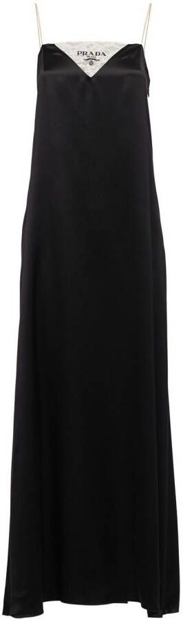 Prada Mini-jurk met afwerking van kant F0002 BLACK