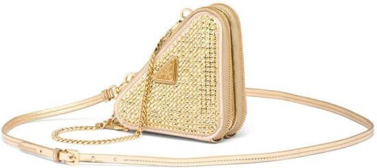 Prada Triangle mini-crossbodytas verfraaid met kristallen Goud