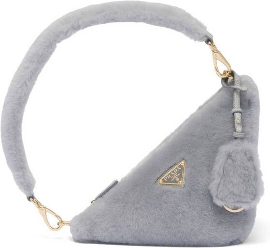 Prada Schoudertas met logo Grijs
