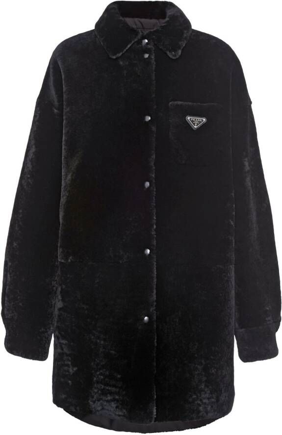 Prada Omkeerbare jas met logo Zwart