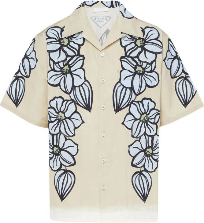 Prada Overhemd met bloemenprint Beige
