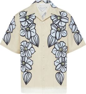 Prada Overhemd met bloemenprint F03LT Limestone Sky Blue