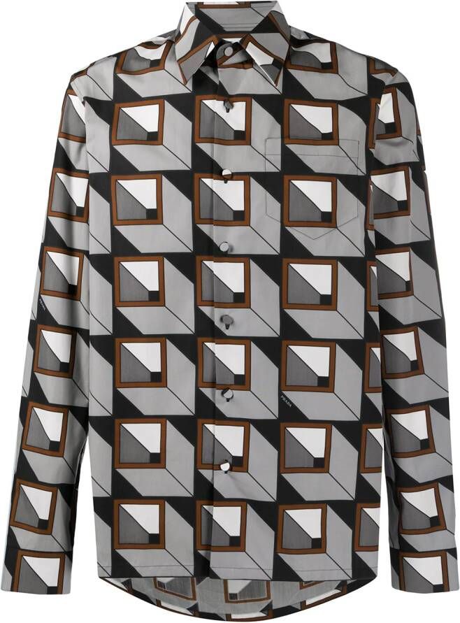 Prada Overhemd met geometrische print Zwart