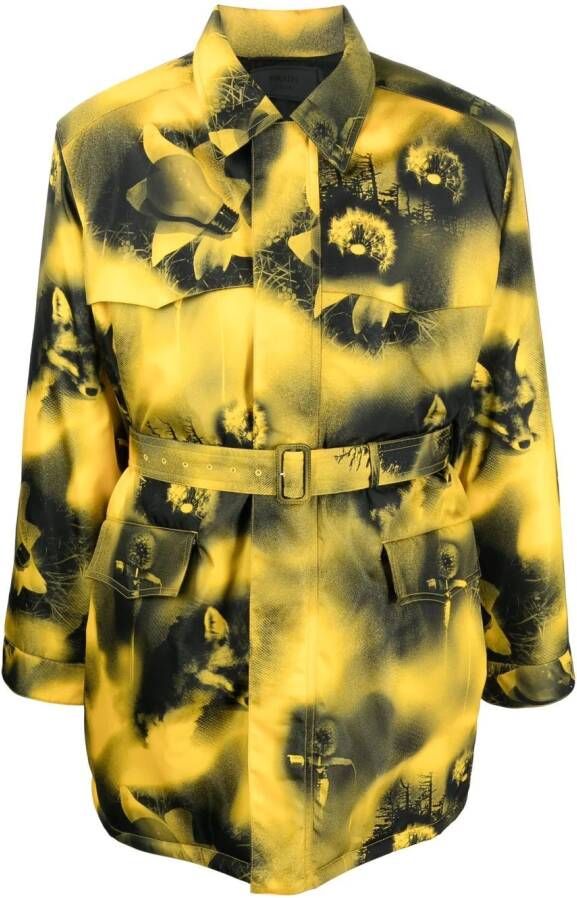 Prada Parka met abstracte print Geel