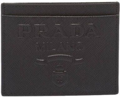 Prada Pasjeshouder met logo-reliëf Zwart