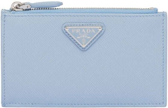 Prada Pasjeshouder met logoplakkaat Blauw