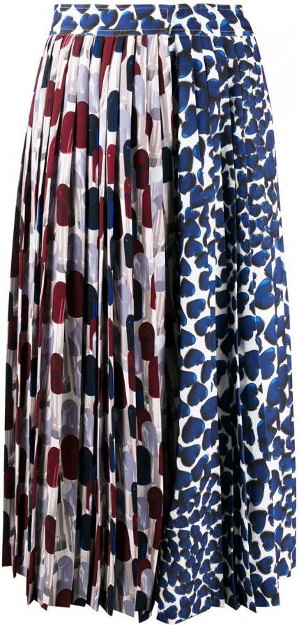 Prada Plooirok met abstracte print Blauw