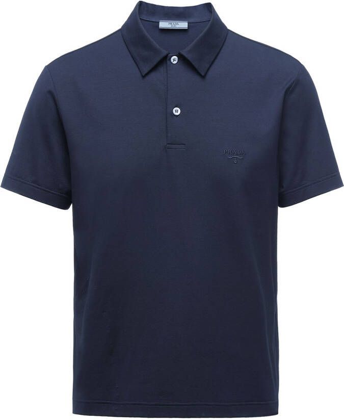 Prada Poloshirt met geborduurd logo Blauw