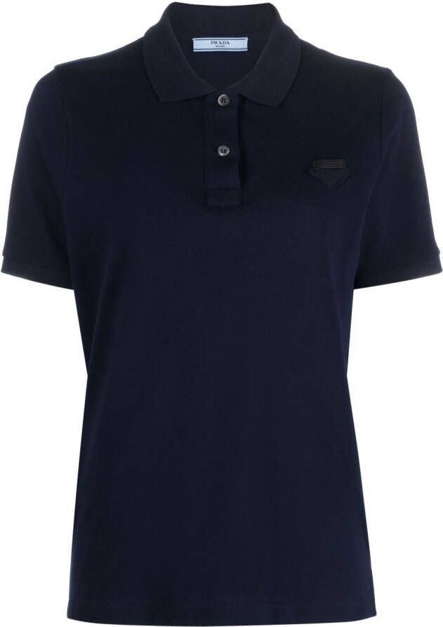Prada Poloshirt met logopatch Blauw