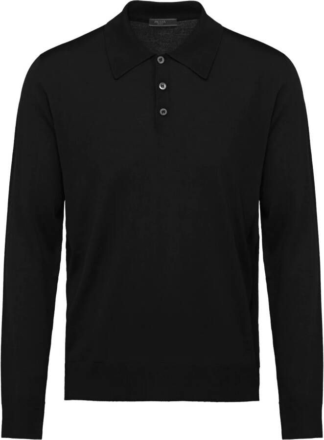 Prada Poloshirt van kamgaren wol Zwart