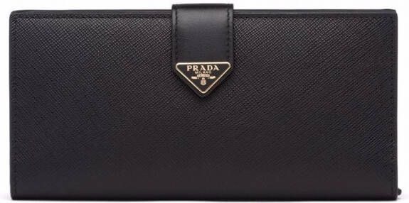 Prada Leren portemonnee met logoplakkaat Zwart