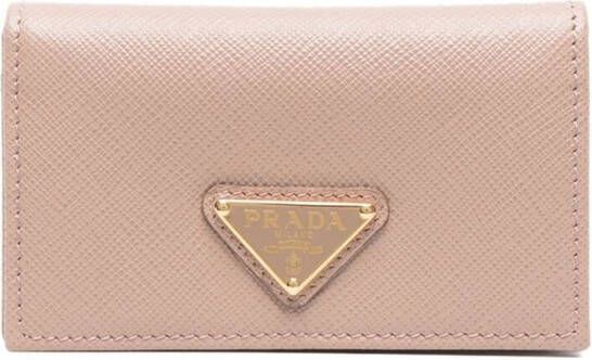 Prada Portemonnee met logoplakkaat Beige