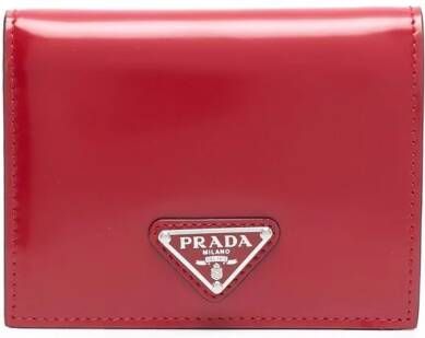 Prada Portemonnee met logoplakkaat Rood