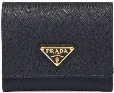 Prada Portemonnee met logoplakkaat Zwart