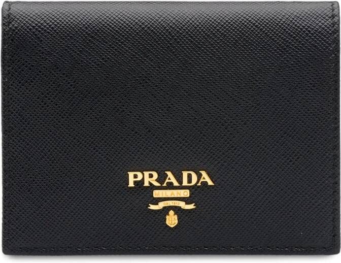 Prada Portemonnee met logoplakkaat Zwart