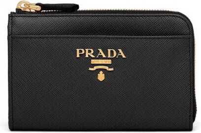 Prada Leren portemonnee met sleutelhanger Zwart