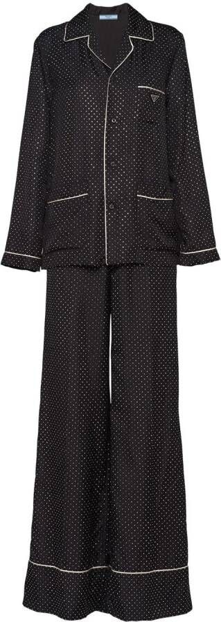 Prada Pyjama met borduurwerk Zwart