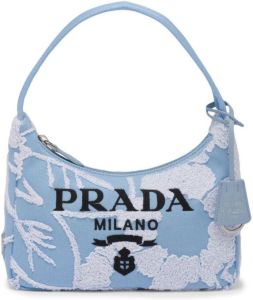 Prada Re-Edition tas met borduurwerk Blauw