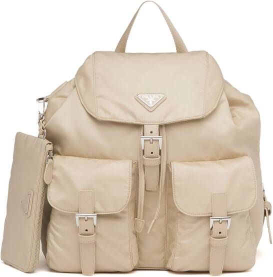 Prada Re-Nylon medium rugzak Beige