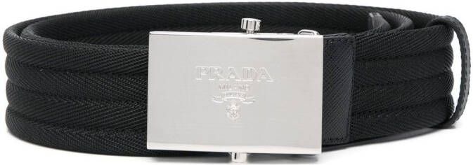 Prada Riem met gegraveerd logo Zwart