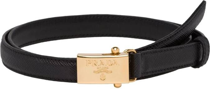 Prada riem met logo plakkaat Zwart